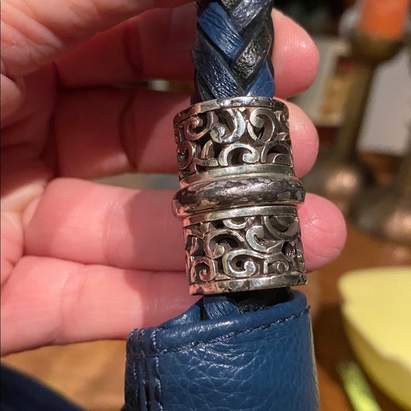 Brighton Hobo Leather Teal/Blue with braided leather strap Shoulder Bag - Picture 3 of 12